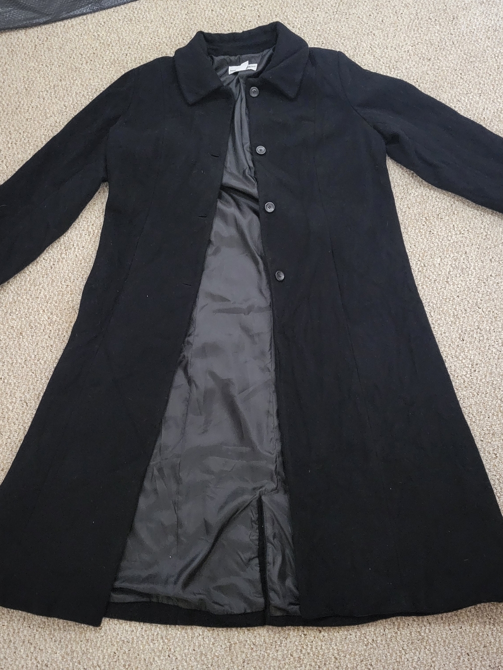 Jessica London Black Trench CoatJessica London Black Wool Long Coat, Size 18WT
